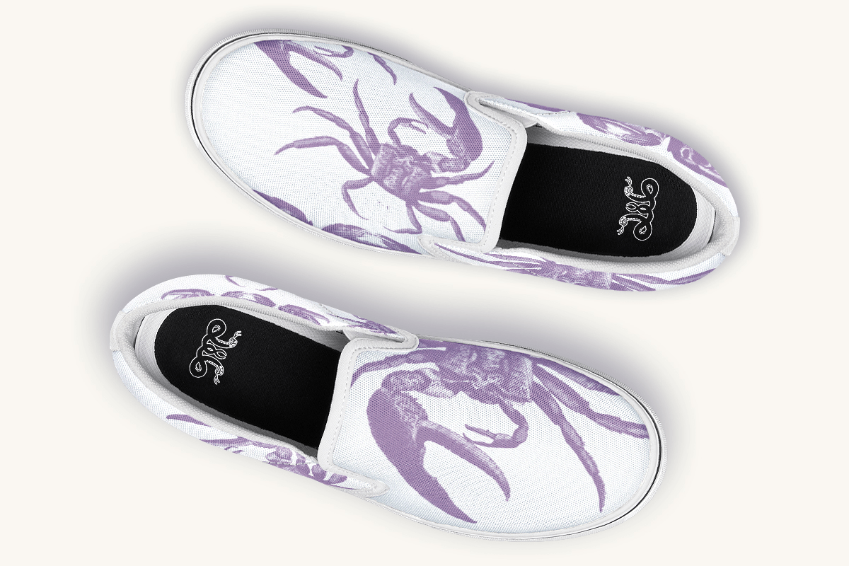 Crawl The Sea Of Stars White and Purple Slip On Shoes - Jaded Lament