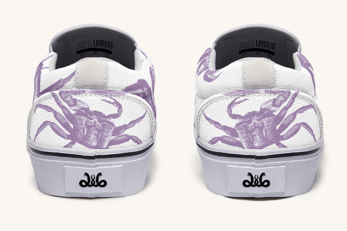 Crawl The Sea Of Stars White and Purple Slip On Shoes - Jaded Lament