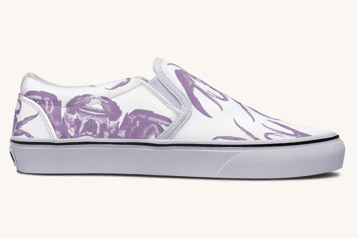 Crawl The Sea Of Stars White and Purple Slip On Shoes - Jaded Lament