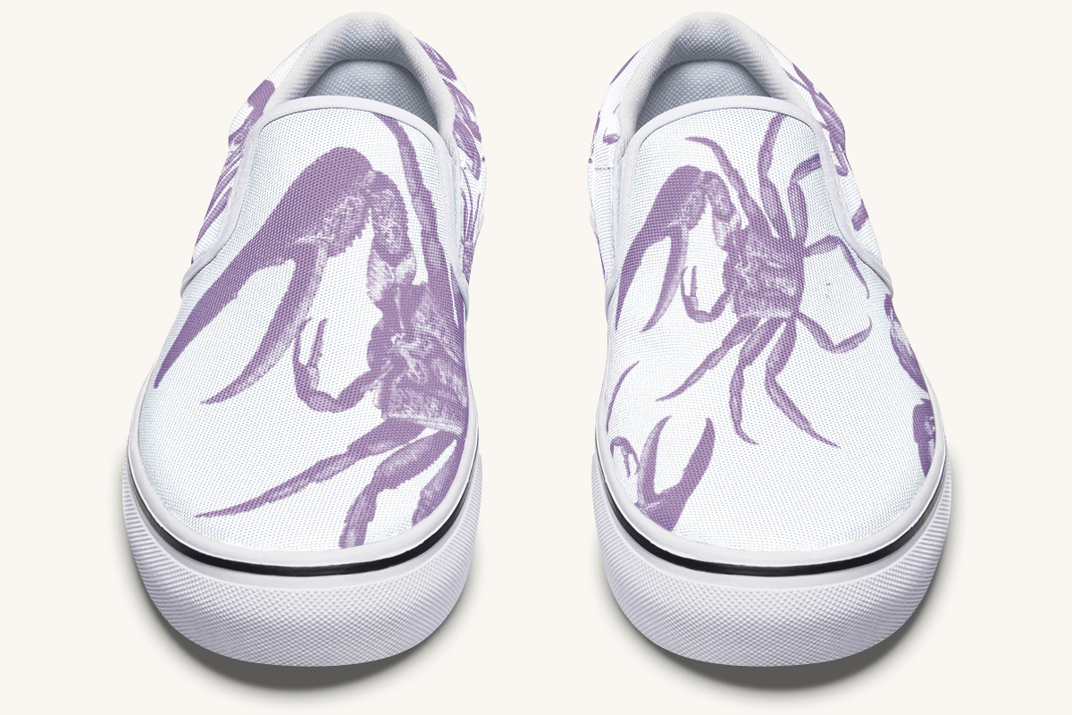 Crawl The Sea Of Stars White and Purple Slip On Shoes - Jaded Lament
