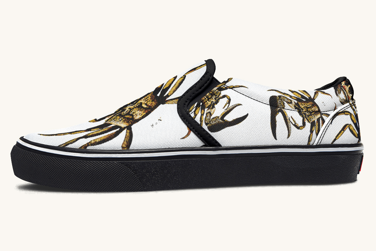 Crawl The Sea Of Stars White with Gold Slip On Shoes - Jaded Lament