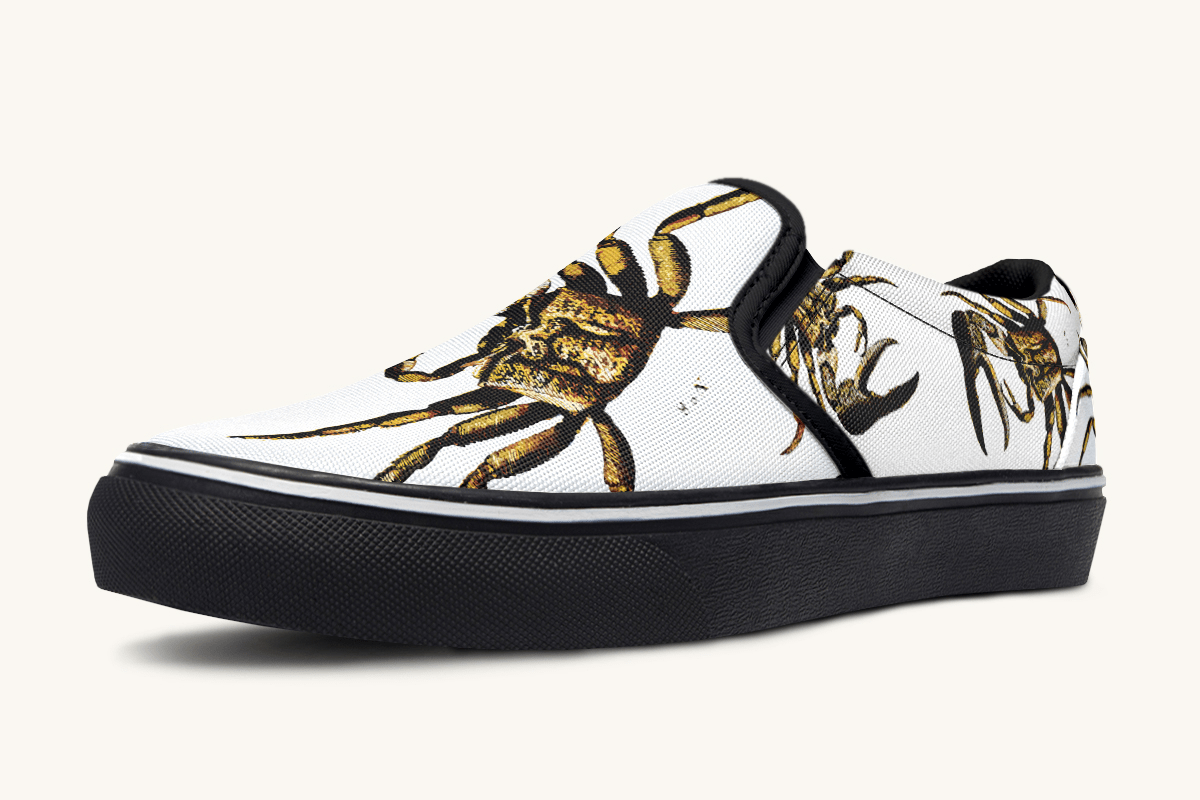 Crawl The Sea Of Stars White with Gold Slip On Shoes - Jaded Lament