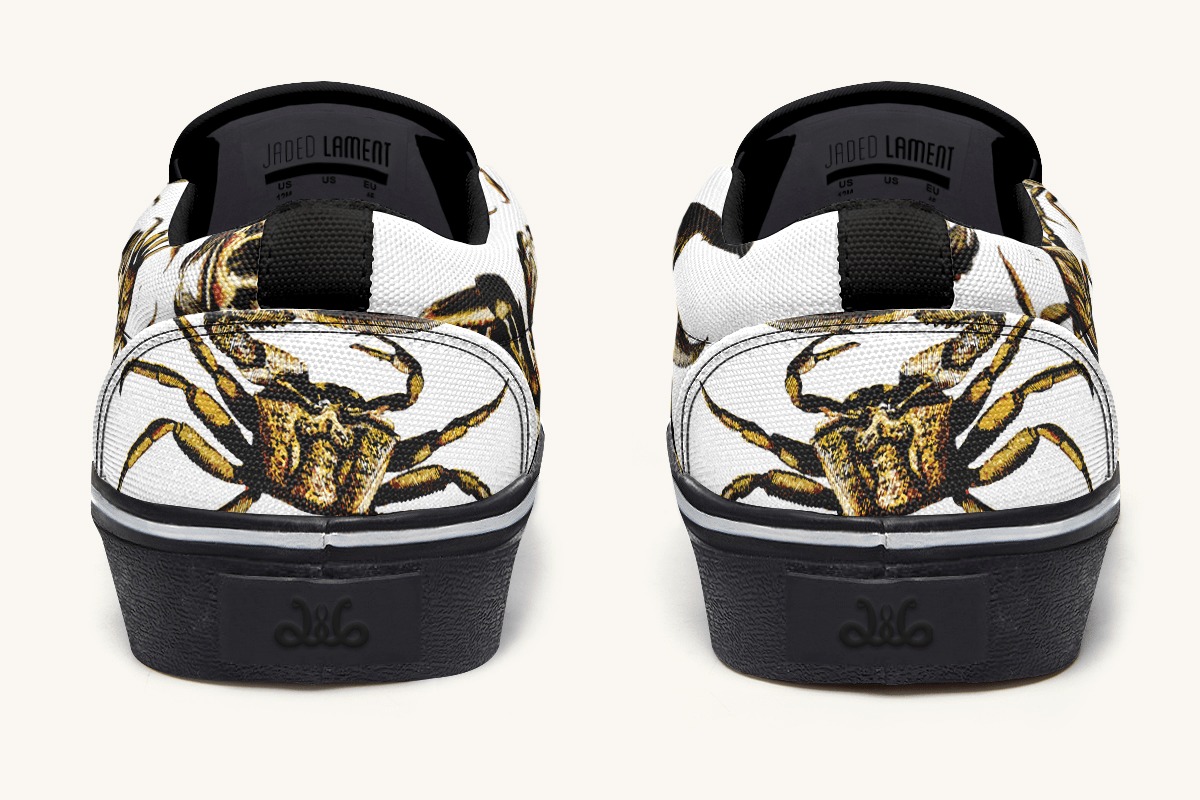Crawl The Sea Of Stars White with Gold Slip On Shoes - Jaded Lament