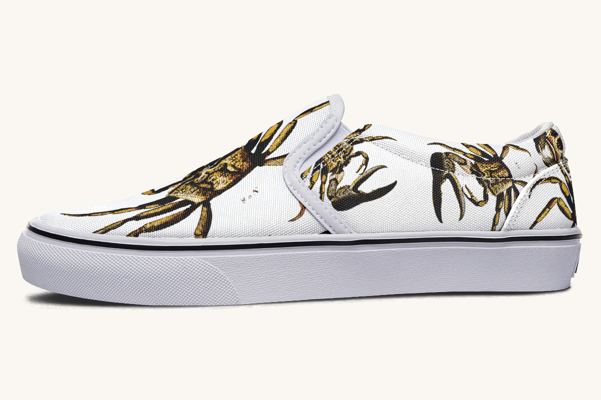Crawl The Sea Of Stars White with Gold Slip On Shoes - Jaded Lament