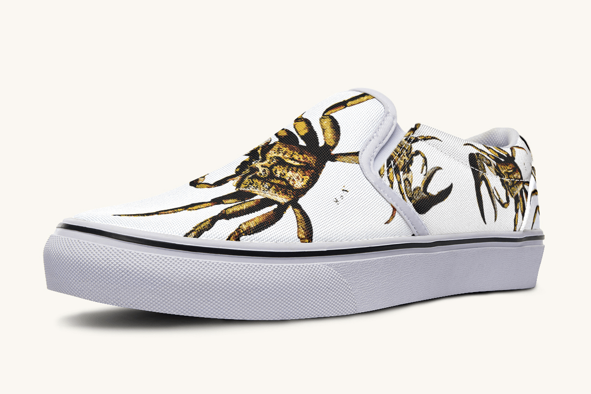 Crawl The Sea Of Stars White with Gold Slip On Shoes - Jaded Lament
