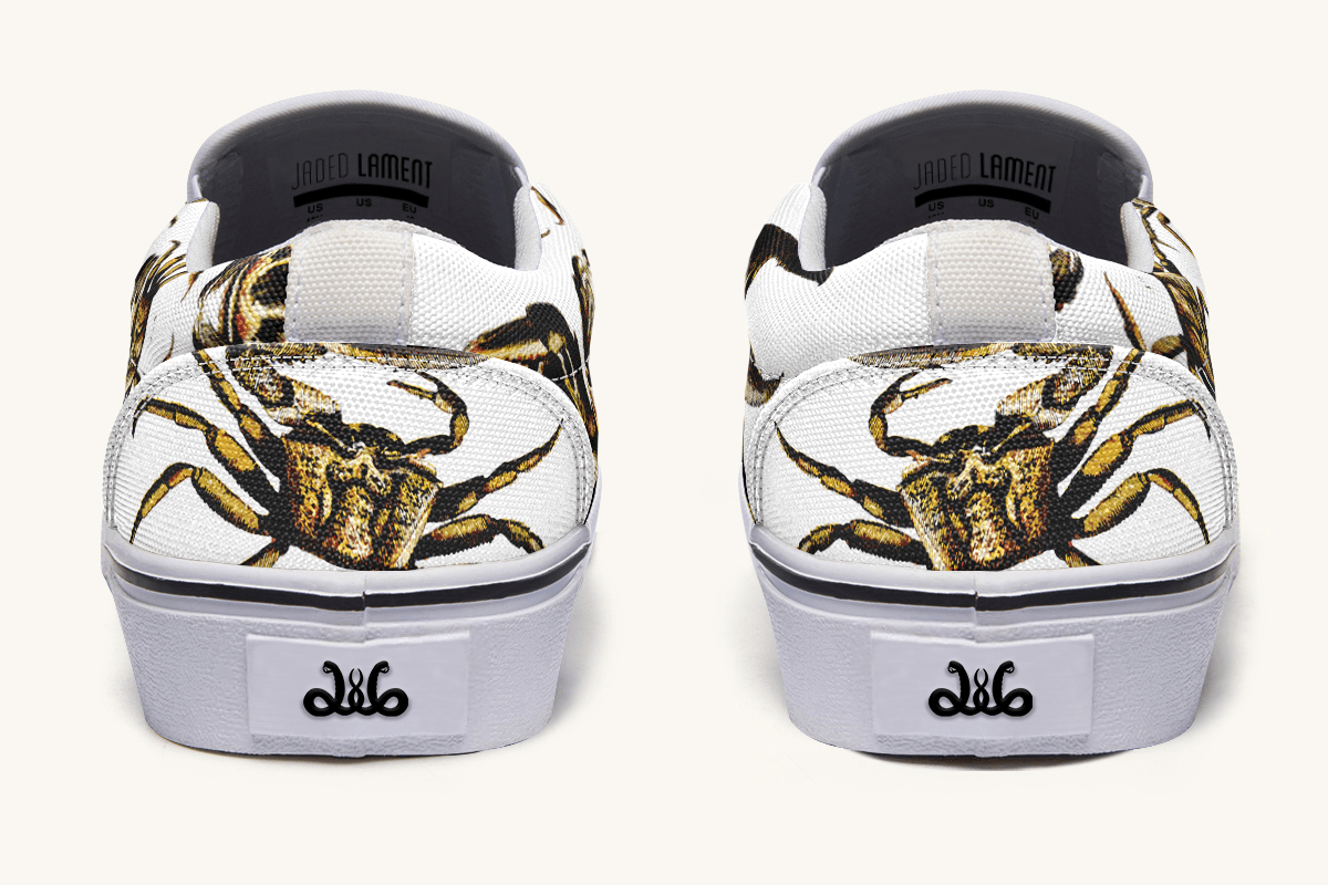Crawl The Sea Of Stars White with Gold Slip On Shoes - Jaded Lament