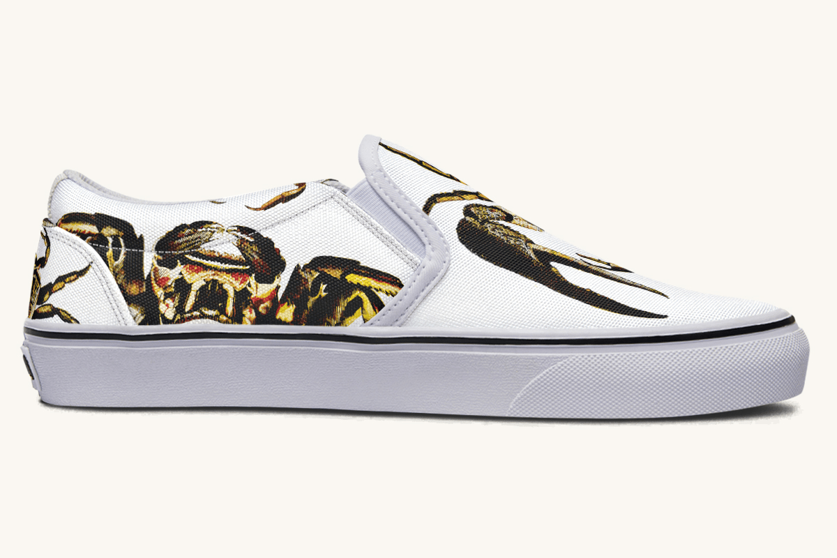 Crawl The Sea Of Stars White with Gold Slip On Shoes - Jaded Lament