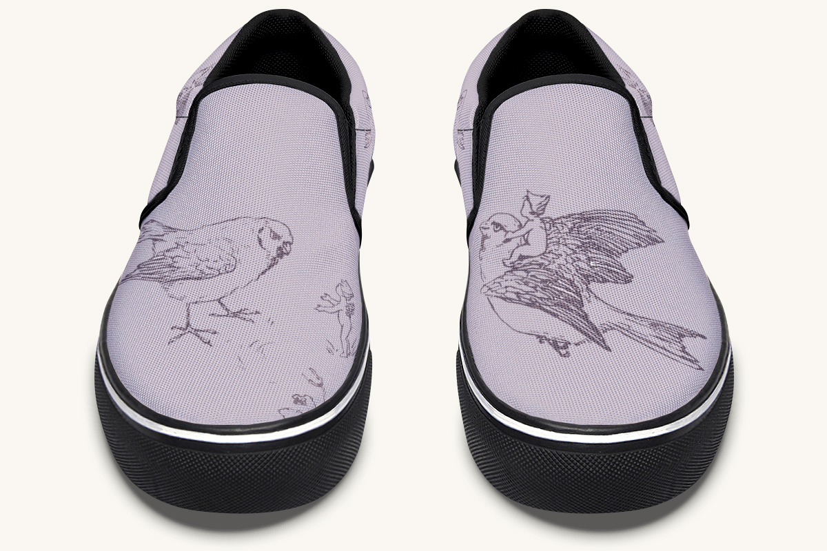 Feather And Cloud Slip On Shoes - Jaded Lament