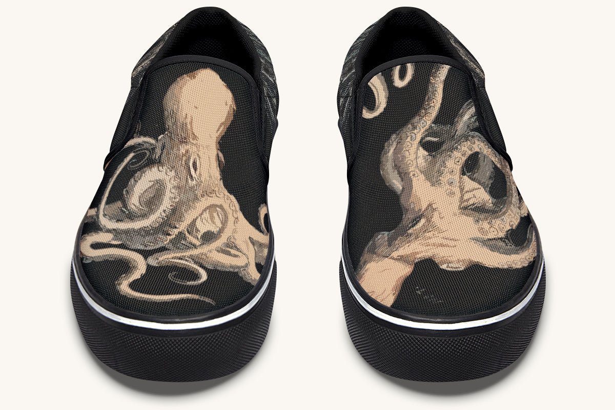 Kraken Unleashed Black Slip On Shoes - Jaded Lament