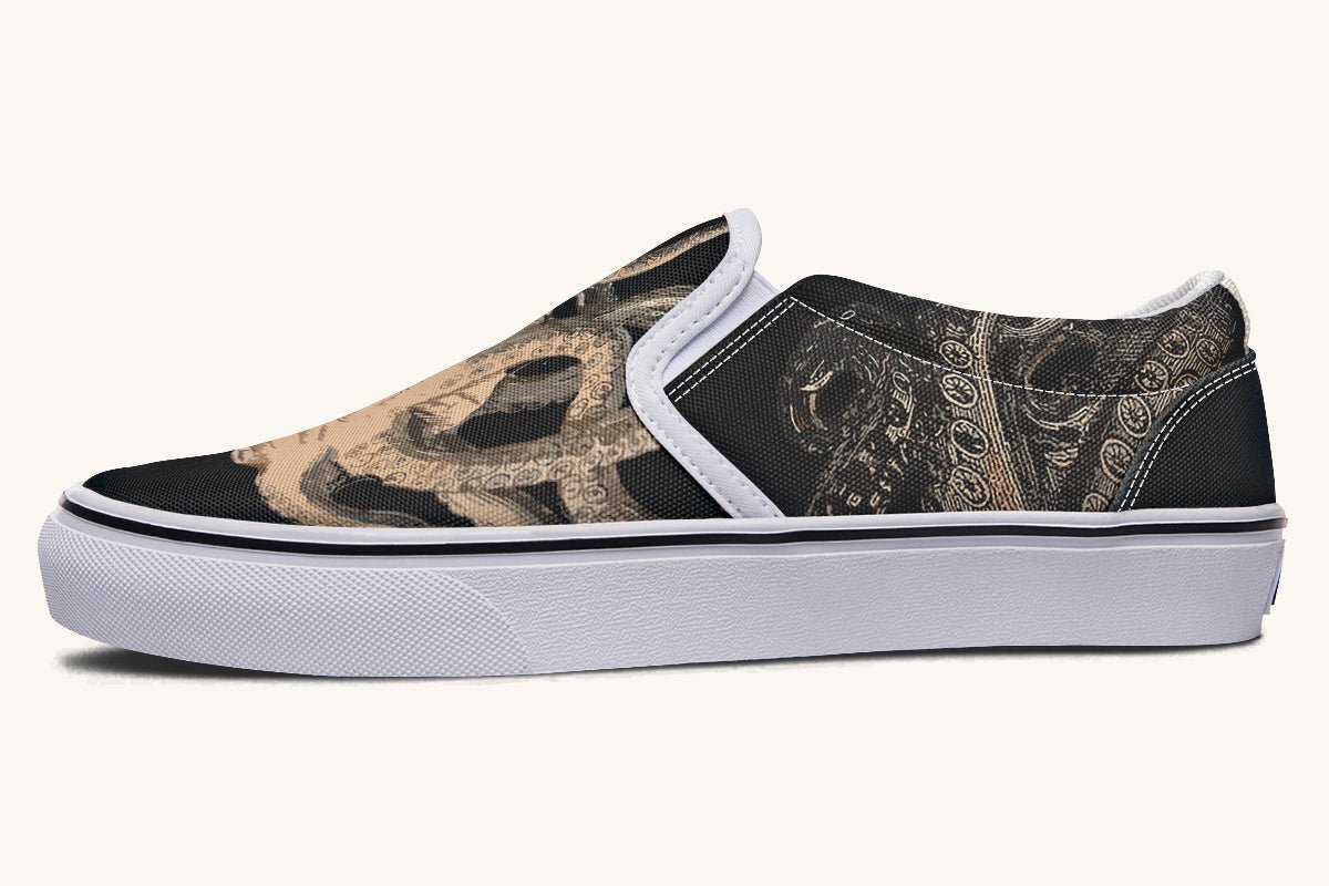 Kraken Unleashed Black Slip On Shoes - Jaded Lament