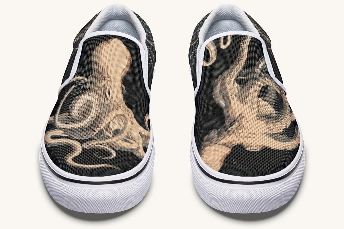 Kraken Unleashed Black Slip On Shoes - Jaded Lament