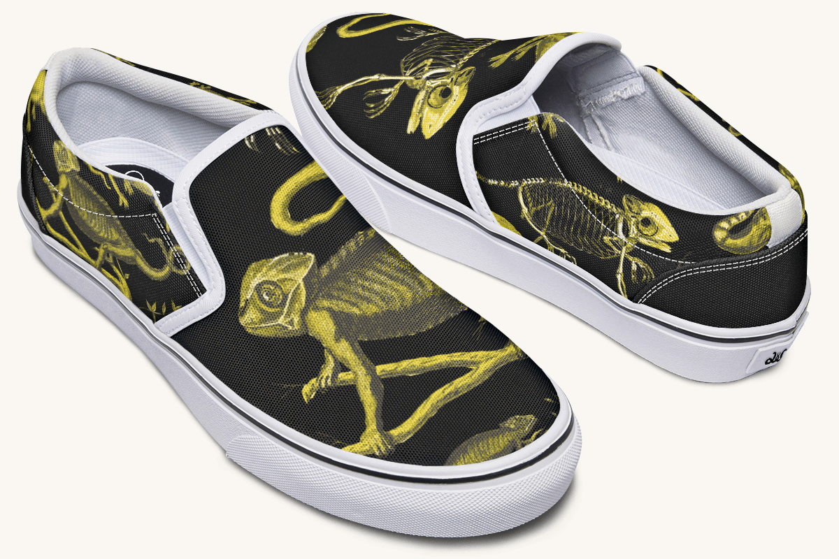 Reptilian In Bloom Reptilian in Bloom Black and Gold Slip On Shoes - Jaded Lament
