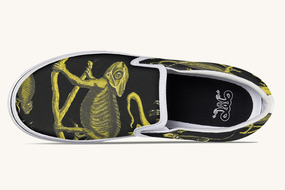 Reptilian In Bloom Reptilian in Bloom Black and Gold Slip On Shoes - Jaded Lament