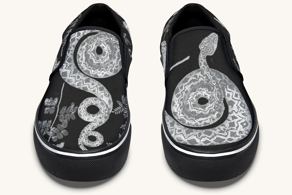 Serpent in Bloom Silver Snake Slip On Shoes - Jaded Lament