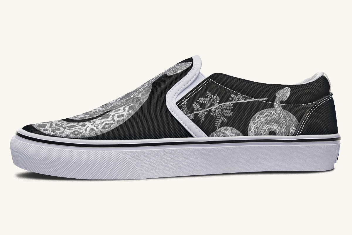 Serpent in Bloom Silver Snake Slip On Shoes - Jaded Lament