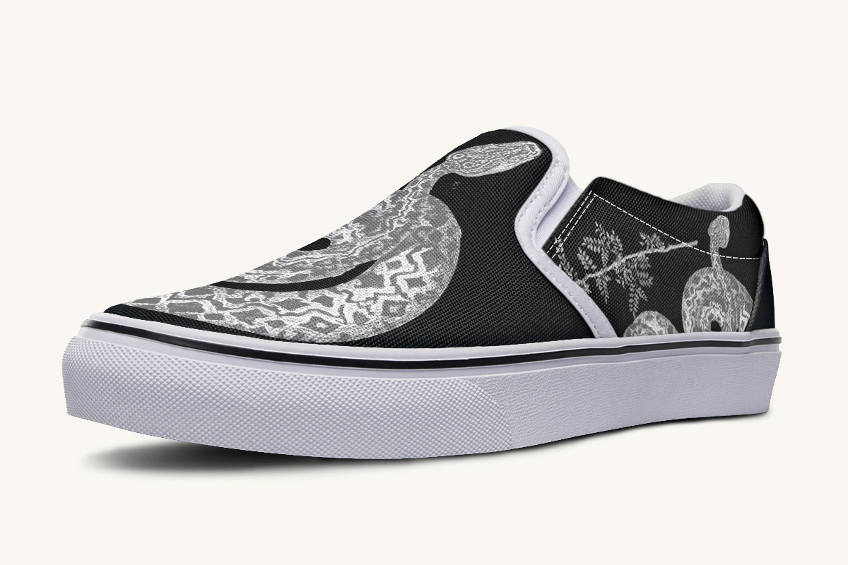 Serpent in Bloom Silver Snake Slip On Shoes - Jaded Lament