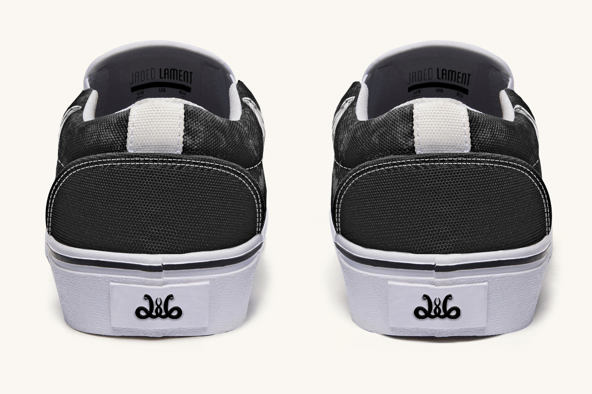 She Watched The Bones Sink Black Slip On Shoes - Jaded Lament