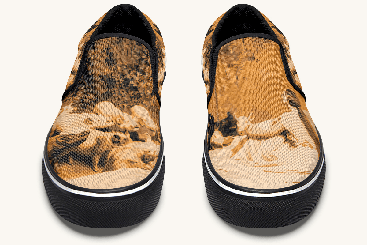 Swine Eyed And Listening To Circe Slip On Shoes - Jaded Lament