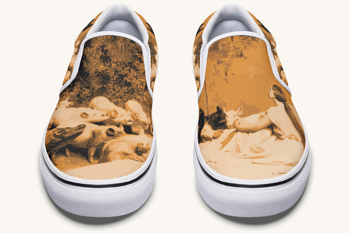 Swine Eyed And Listening To Circe Slip On Shoes - Jaded Lament