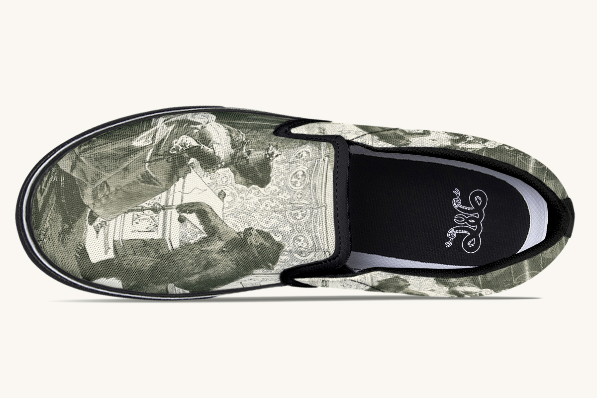 The Bear Shall Be Thy Choice (Cream) Slip On Shoes - Jaded Lament