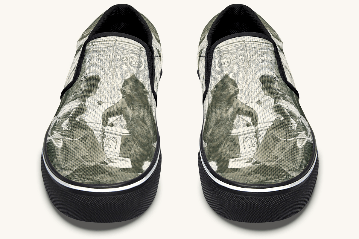 The Bear Shall Be Thy Choice (Cream) Slip On Shoes - Jaded Lament