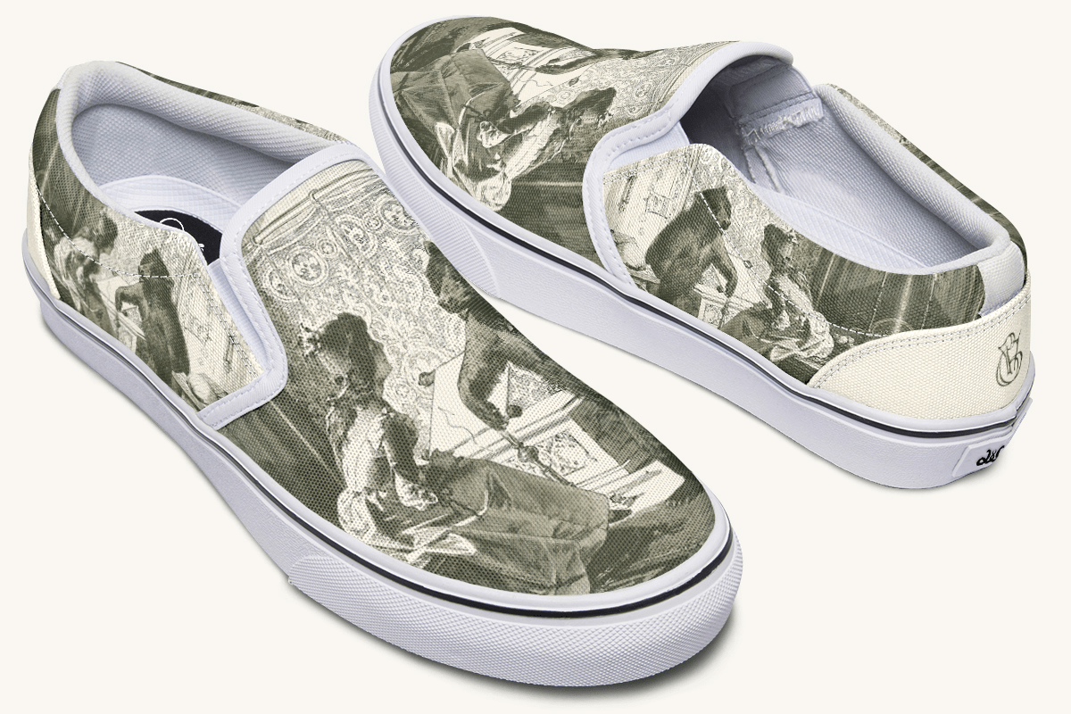 The Bear Shall Be Thy Choice (Cream) Slip On Shoes - Jaded Lament