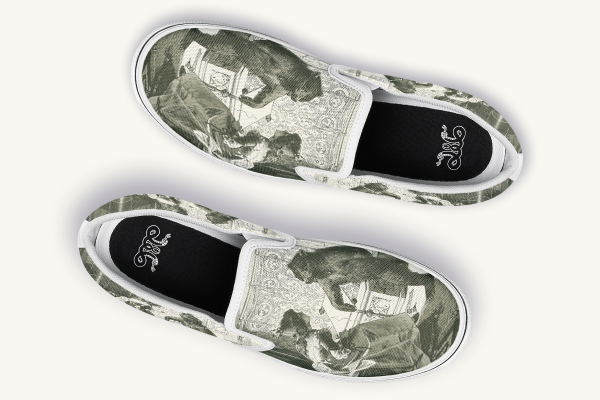 The Bear Shall Be Thy Choice (Cream) Slip On Shoes - Jaded Lament
