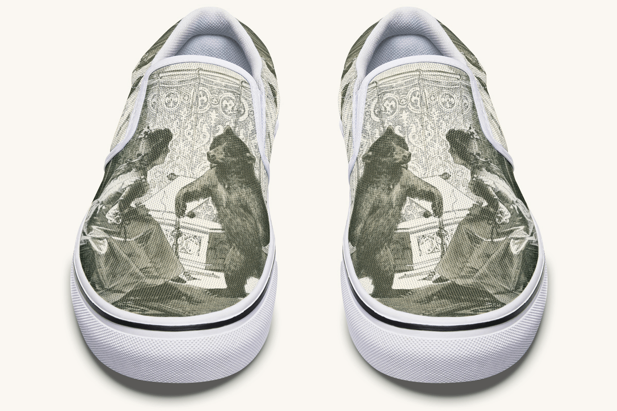 The Bear Shall Be Thy Choice (Cream) Slip On Shoes - Jaded Lament