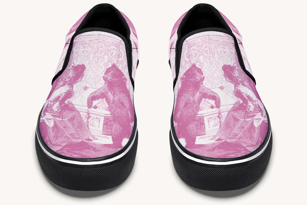 The Bear Shall Be Thy Choice (Pink) Slip On Shoes - Jaded Lament