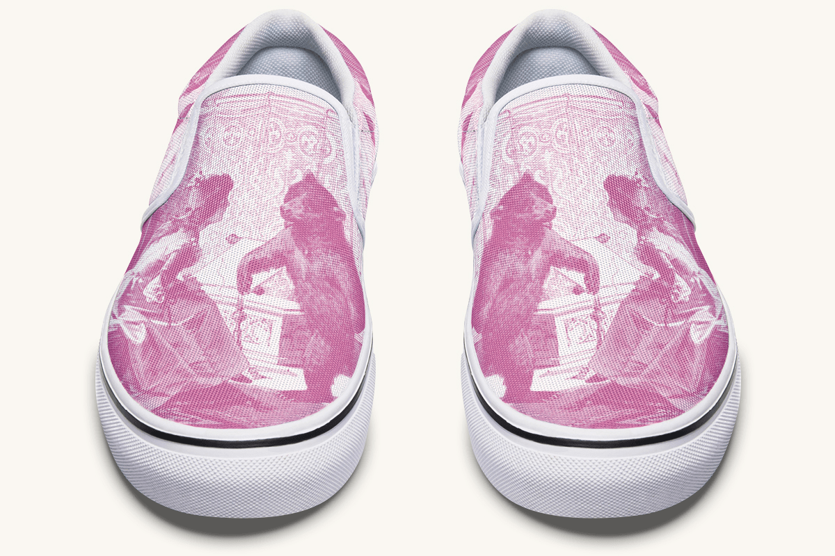 The Bear Shall Be Thy Choice (Pink) Slip On Shoes - Jaded Lament