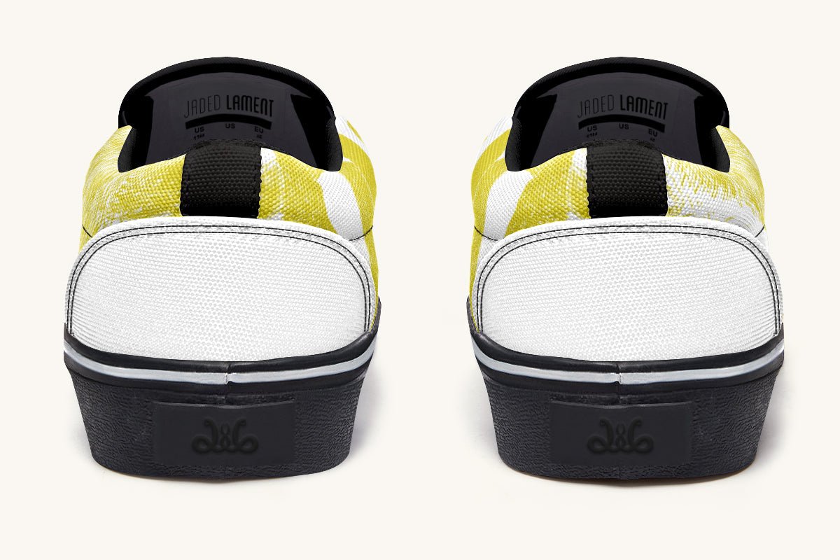 The Sloth Stays Yellow White Slip On Shoes - Jaded Lament
