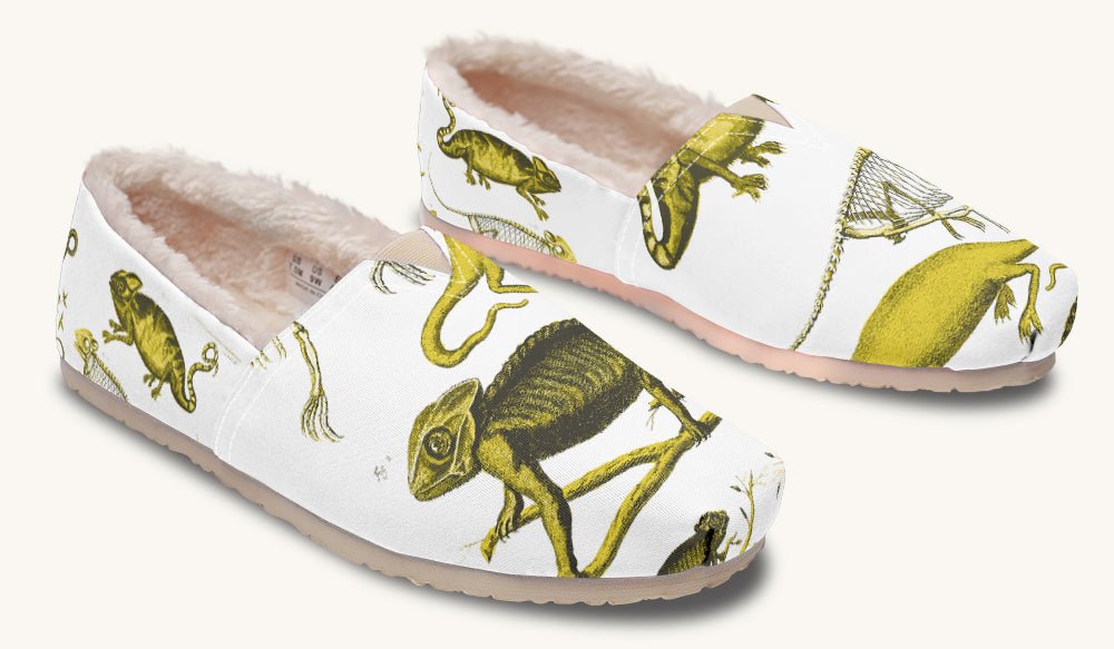 Reptilian In Bloom Yellow White Winter Casual Shoes - Jaded Lament