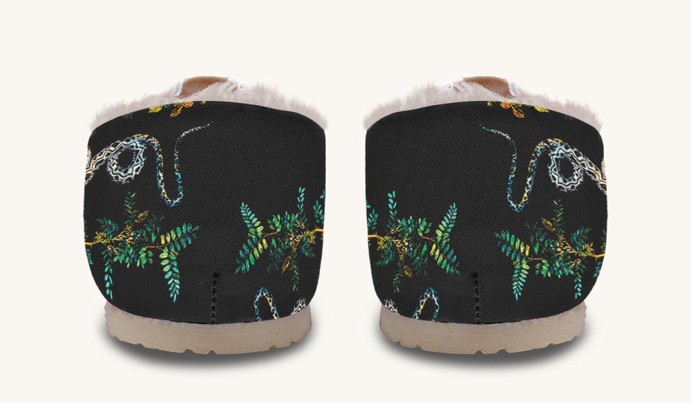 Serpent in Bloom Black Winter Casual Shoes - Jaded Lament