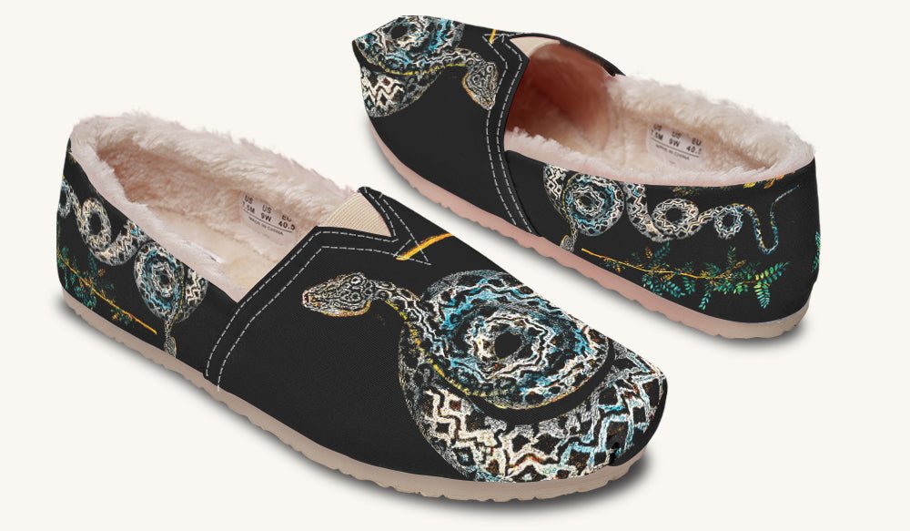 Serpent in Bloom Black Winter Casual Shoes - Jaded Lament