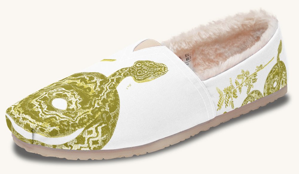 Serpent in Bloom Gold White Winter Casual Shoes - Jaded Lament