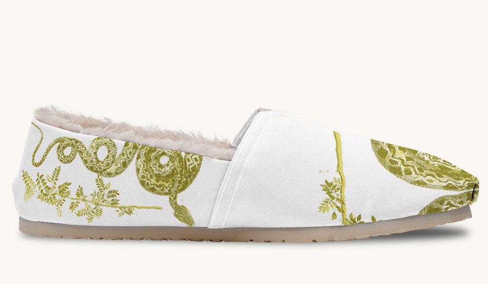 Serpent in Bloom Gold White Winter Casual Shoes - Jaded Lament