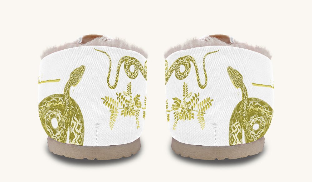 Serpent in Bloom Gold White Winter Casual Shoes - Jaded Lament