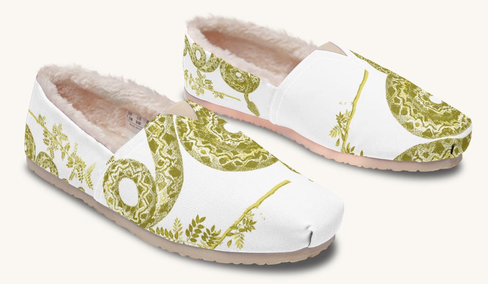 Serpent in Bloom Gold White Winter Casual Shoes - Jaded Lament