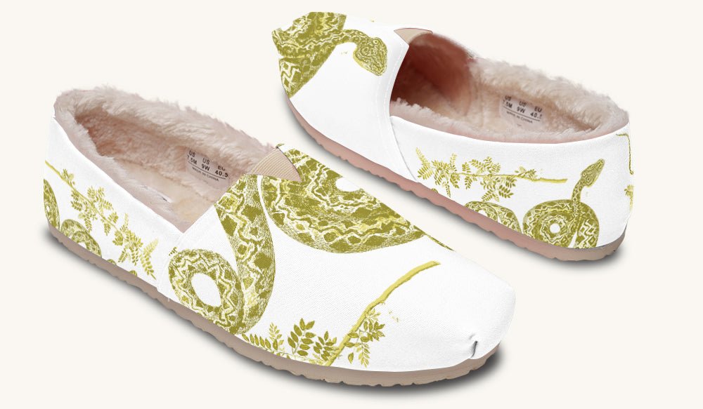 Serpent in Bloom Gold White Winter Casual Shoes - Jaded Lament