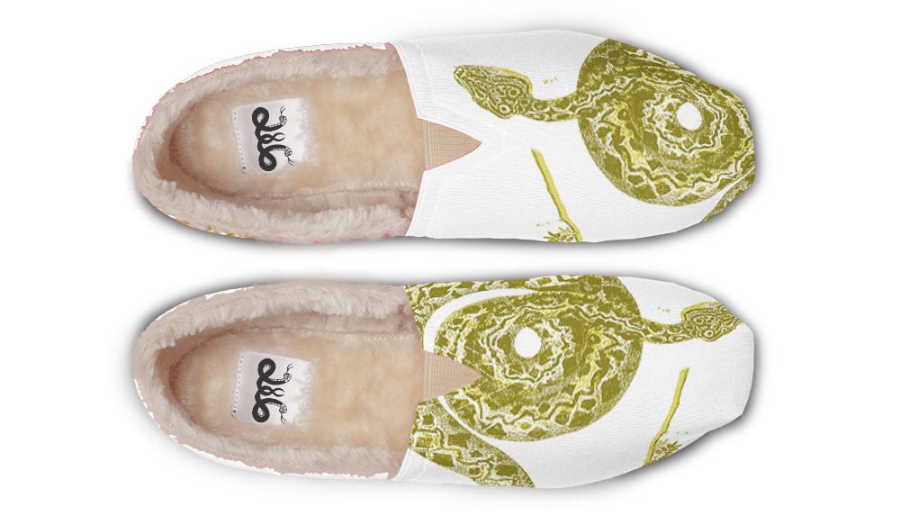 Serpent in Bloom Gold White Winter Casual Shoes - Jaded Lament