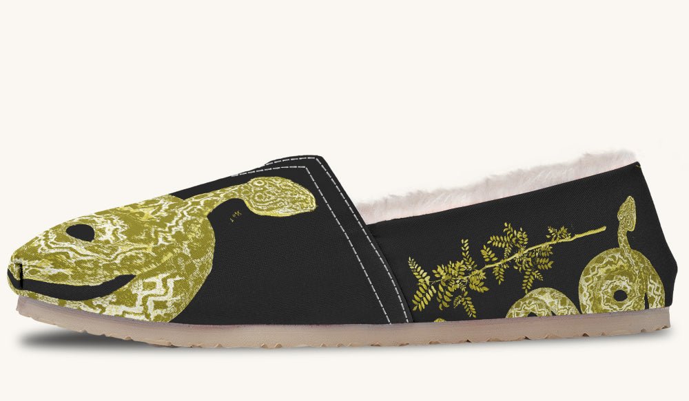 Serpent in Bloom Gold Winter Casual Shoes - Jaded Lament
