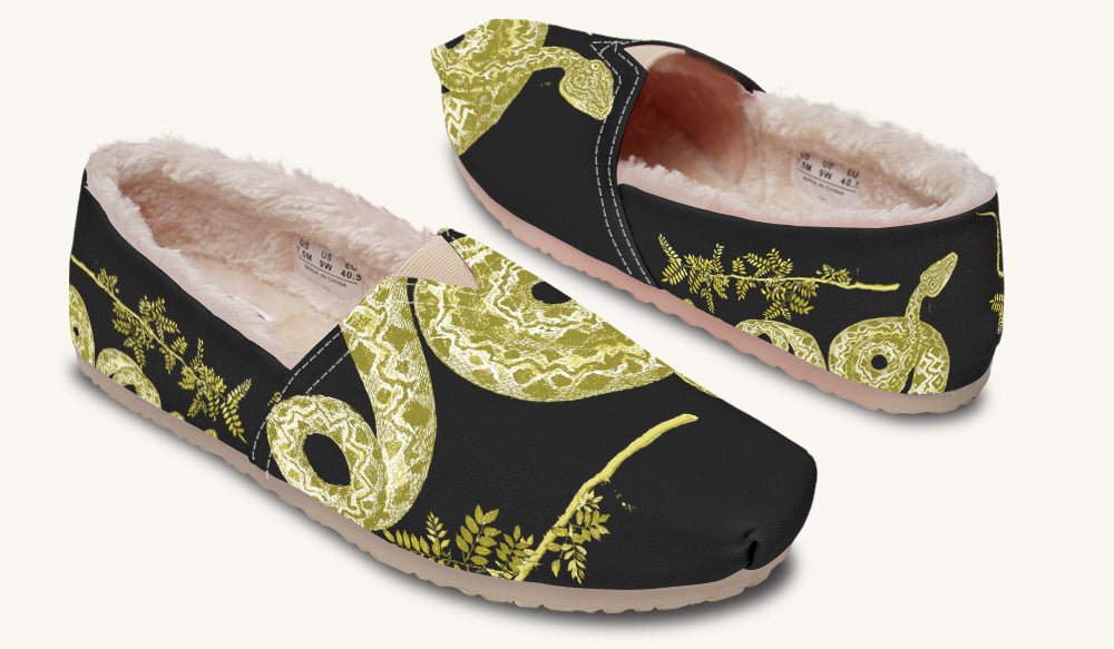 Serpent in Bloom Gold Winter Casual Shoes - Jaded Lament