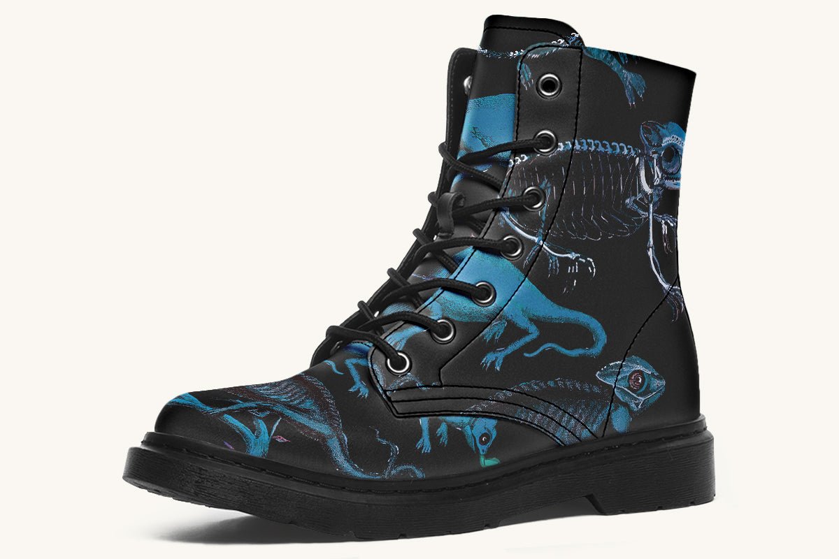 Reptilian in Bloom Black Blue Boots - Jaded Lament