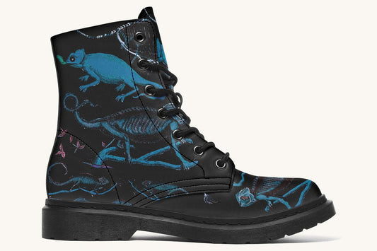 Reptilian in Bloom Black Blue Boots - Jaded Lament