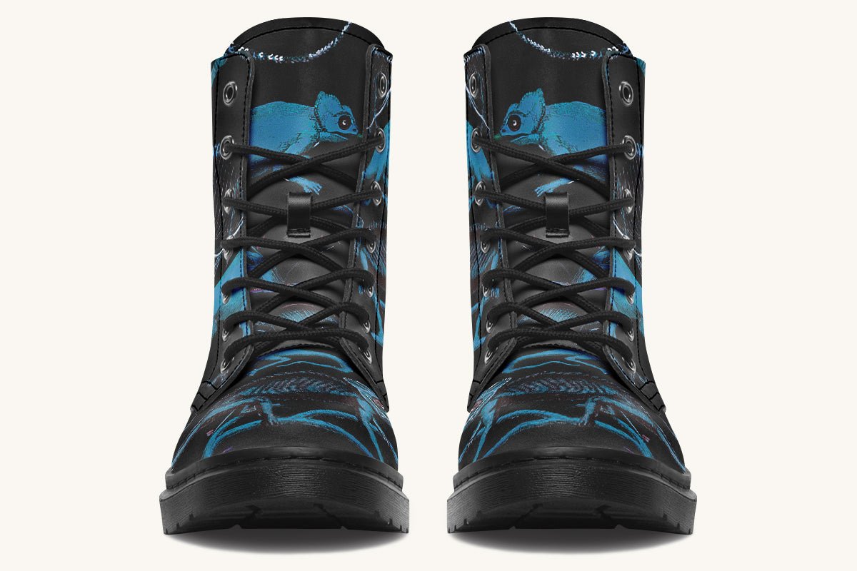Reptilian in Bloom Black Blue Boots - Jaded Lament