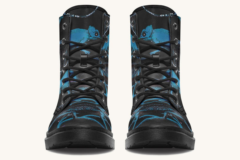 Reptilian in Bloom Black Blue Boots - Jaded Lament