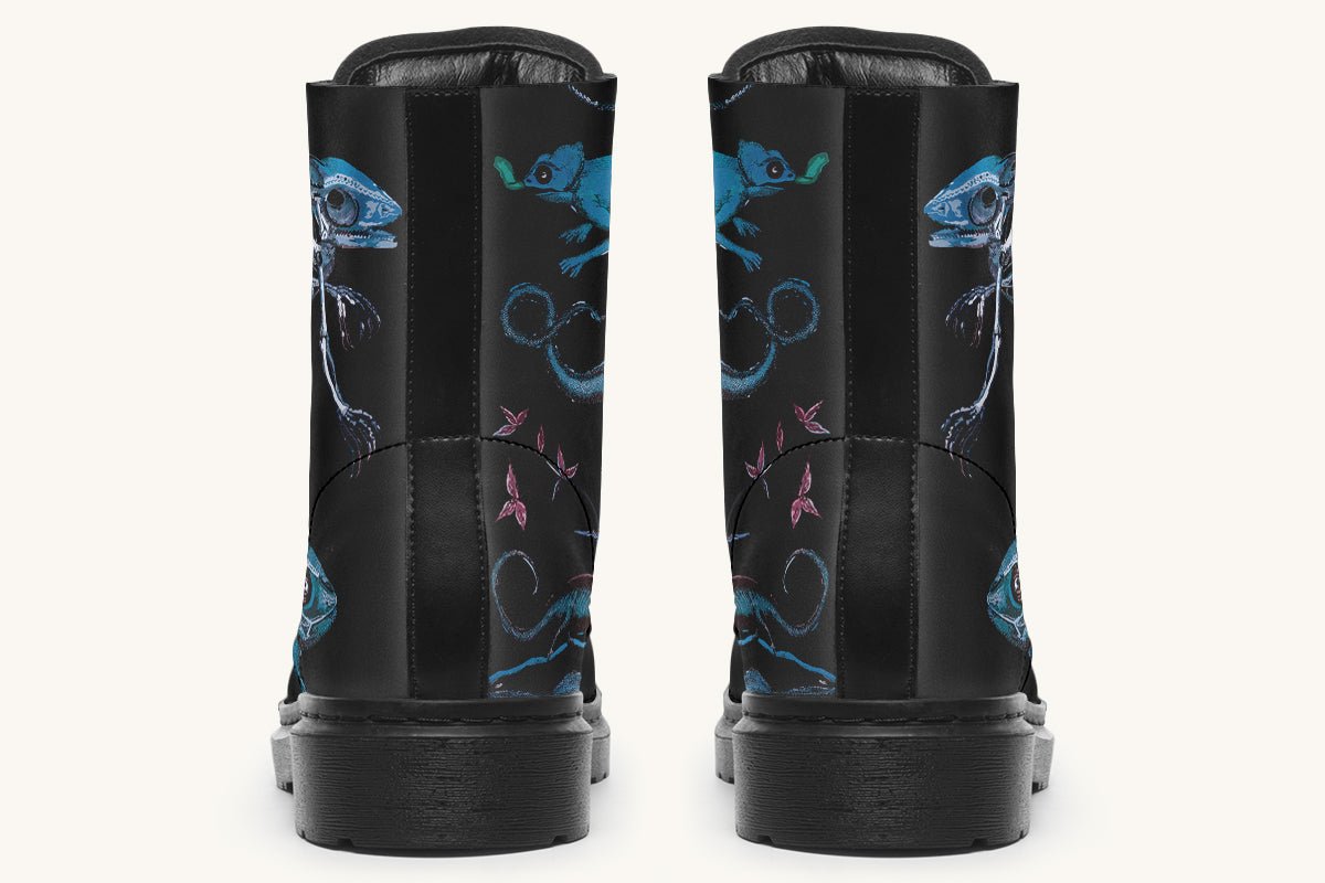 Reptilian in Bloom Black Blue Boots - Jaded Lament