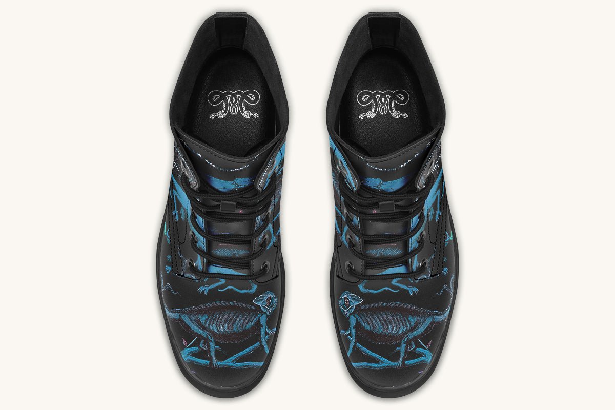 Reptilian in Bloom Black Blue Boots - Jaded Lament