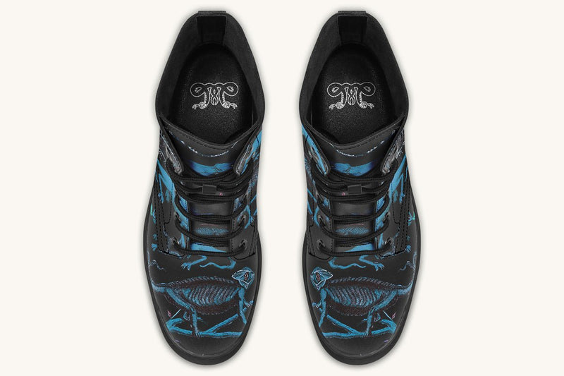 Reptilian in Bloom Black Blue Boots - Jaded Lament