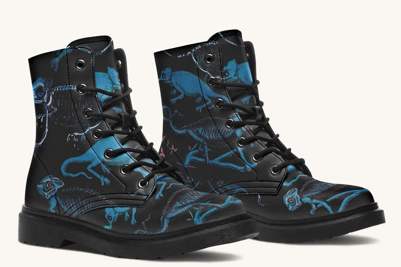 Reptilian in Bloom Black Blue Boots - Jaded Lament